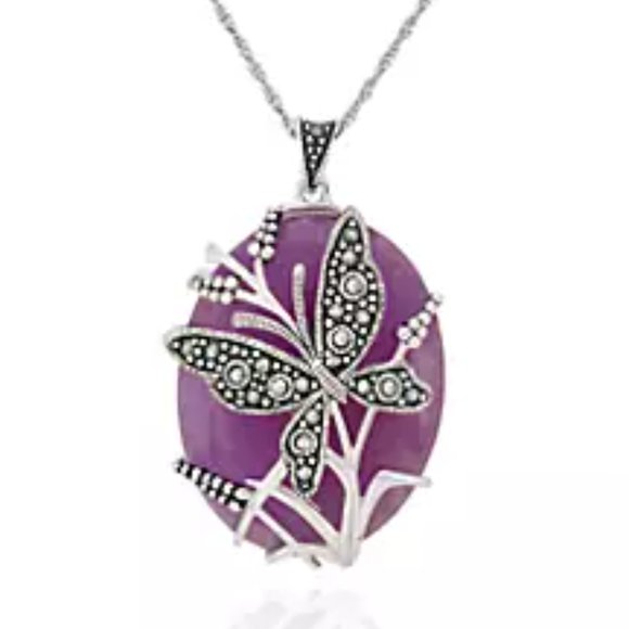 Macy's Jewelry - NIB Lavender Agate Marc Butterfly Oval Pendant with 18” Chain MC91760LA